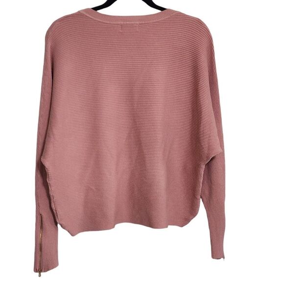 Carmen Marc Valvo pink ribbed long sleeve boxy top L NWT - Picture 2 of 4